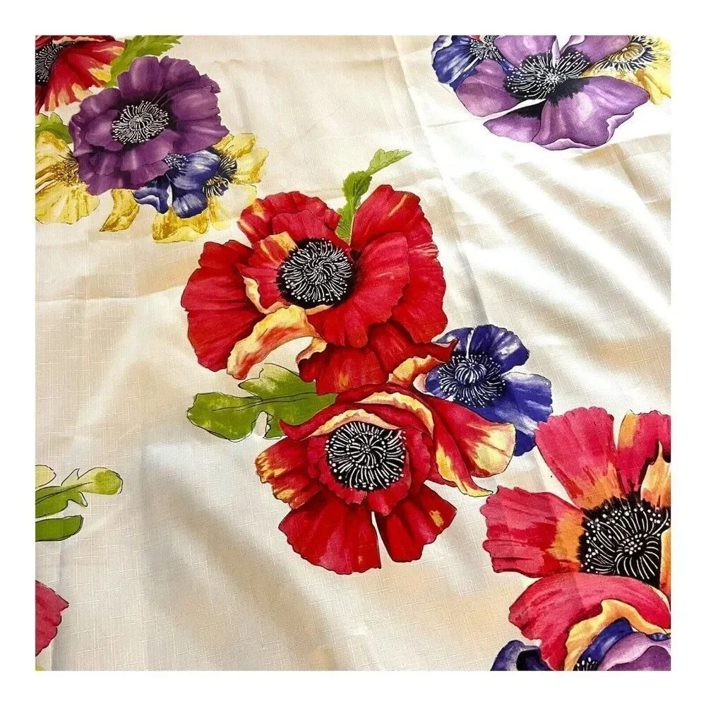 Bacova Poppy Flowers Floral Shower Curtain 71.5”x69” Purple Red Bright Spring